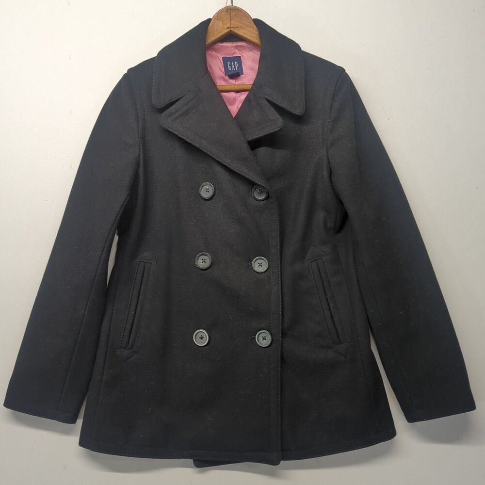 Gap Women's Heavyweight Wool Double Breasted Jacket Black XS READ